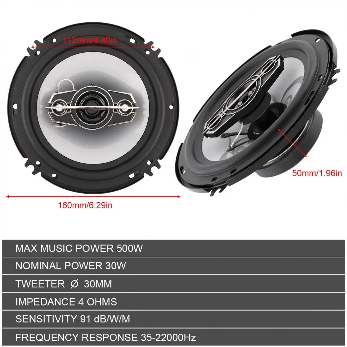 2pc 6 Inch Car Loundspeaker 16cm 500W 4 Way Car Coaxial Speaker Auto Music Stereo Full Range Frequency Hifi Speaker for Cars