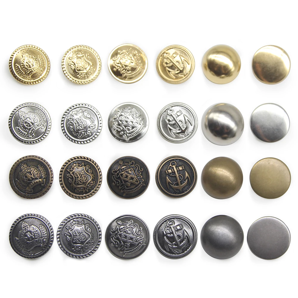 10pcs/lot 15/18/20/23/25mm vintage copper metal buttons garment overcoat sewing accessories buttons for clothing crafts DIY