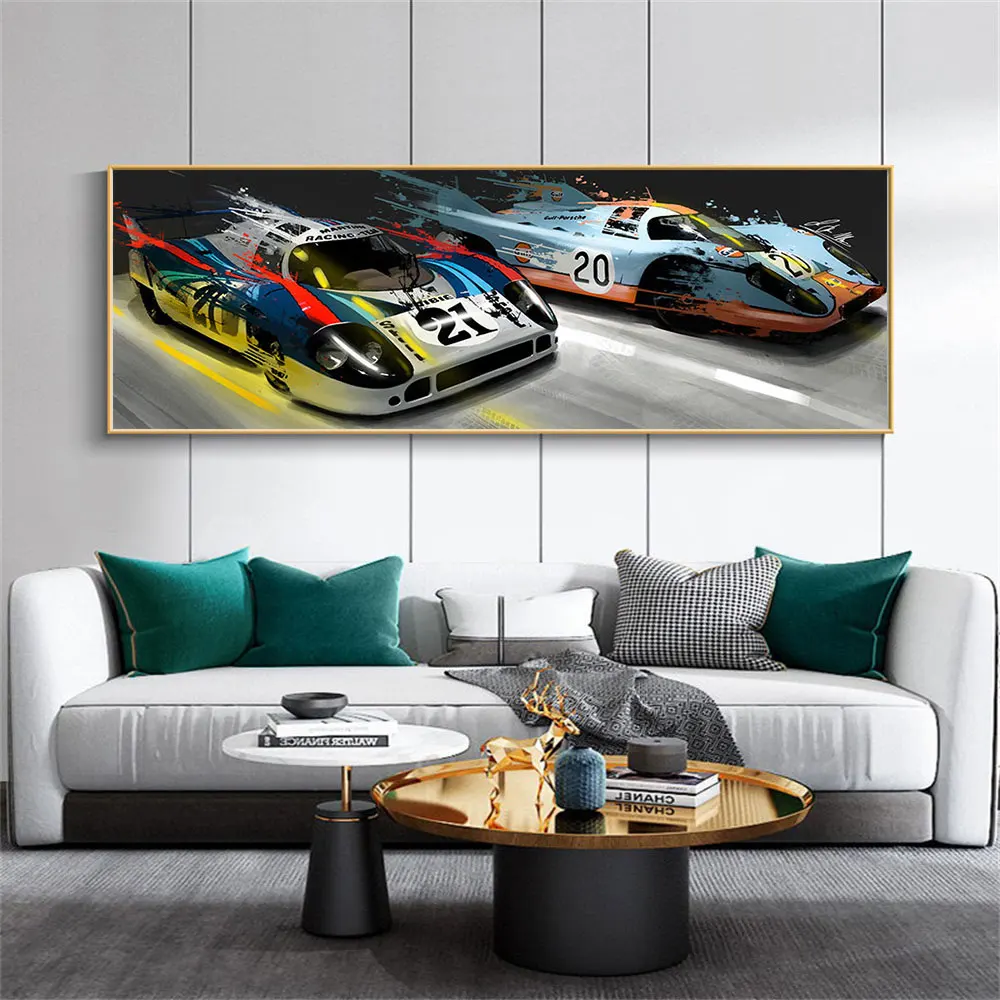 24H لومان 917K الفني خمر الكلاسيكية سباق السيارات المشارك طباعة على قماش اللوحة ديكور المنزل جدار صورة فنية لغرفة المعيشة #2