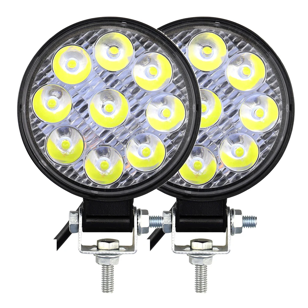 

27W 9LED Work Light LED Car Front Fog Light 12V 24V for Truck SUV 4X4 4WD Engineering Headlights Off-road LED Round Headlamp