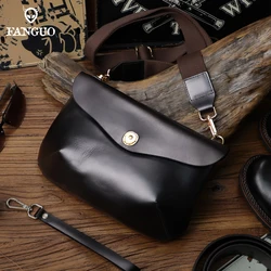 Genuine Leather Men's Vintage Pouch, Cowskin Simple Shoulder Bag, Leather Retro Messenger Bag