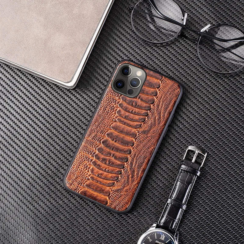 Genuine Leather Phone Case For iPhone 13 Mini 12 Pro For Apple X XS Max XR 6S 7 8 Plus SE 2020 Luxury Natural Cowhide Back Cover