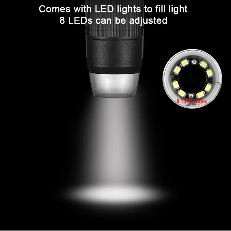 1000X Zoom WIFI portatile HD bambini microscopio elettronico digitale professionale USB 8 Led per strumenti di saldatura a moneta per PC cellulare