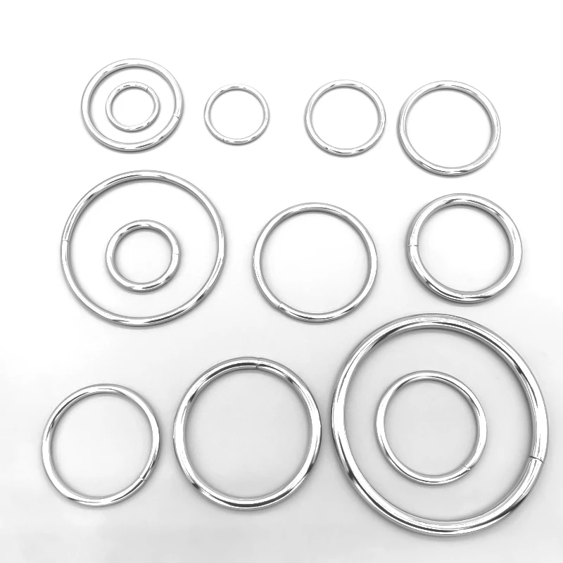 (10 PCS) 10/15/20/25/30/35/40/45/50/60/70mm Silver Metal ring Adjustment buckle Round Strong Circle buttons Backpack with rings