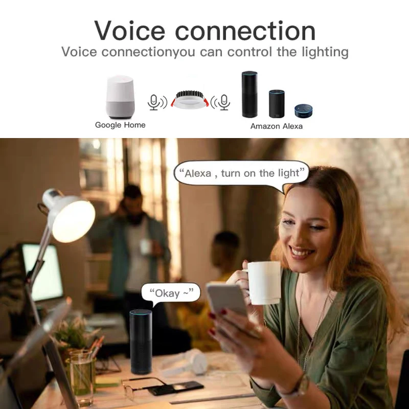 Intelligent Voice Control Dimming And Color Matching Living Room Bedroom Simple Embedded LED Downlight