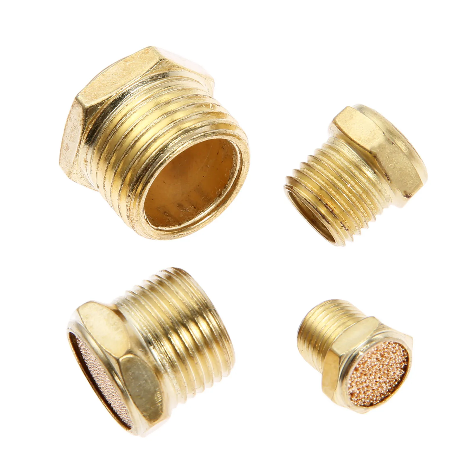 5Pc Brass Pneumatic Air Breather Vent Muffler Pneumatic Fitting Noise Filter Reducer Connector 1/8 1/4 3/8 1/2 Threaded