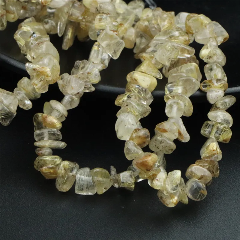 80CM Gold Rutilated Quartz Crystal Gravel Porose Mineral Crystal Chip Beads Home Decor Tumbled Stone Degauss Healing Reiki