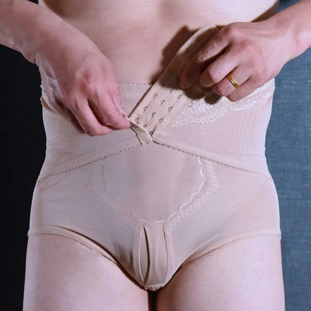 Mens Body Shaper Underwear Tummy Control Corset Shapewear Penis Sheath/Bulge Pouch High Waist Cincher Trainer Panties