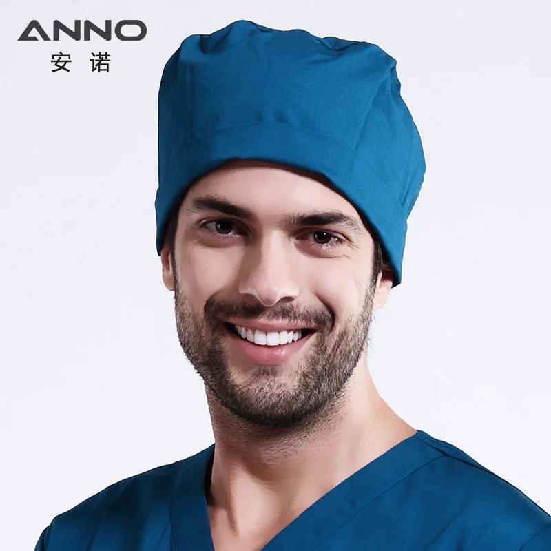 ANNO Solid Color Scrub Caps Female Male Hospital Doctor Nurse Work Hats Nursing Accessorie Short or Long Hair Head Dress