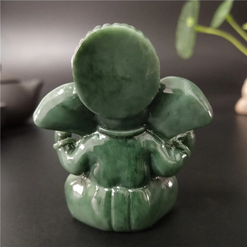Lord Ganesha Statue Buddha Elephant God Sculpture Ganesh Figurines Man-made Jade Stone Crafts Home Garden Flowerpot Decoration