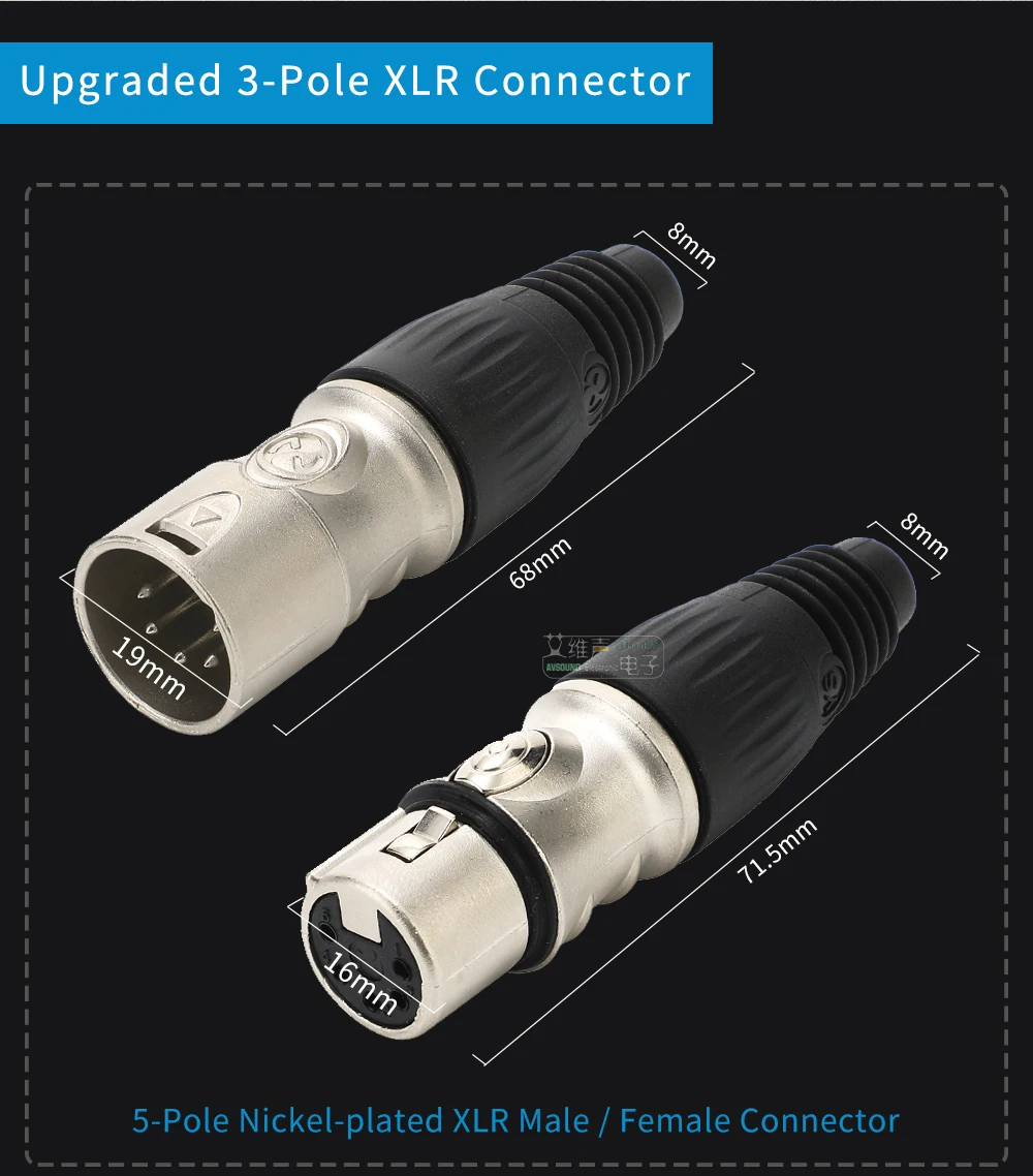 5-Pin XLR Audio-Steckverbinder Männlich Weiblich für Mikrofon, Studiomixer, DJ-Equipment - Symmetrischer Abgeschirmter Professioneller Audio-Anschluss – Detail 18