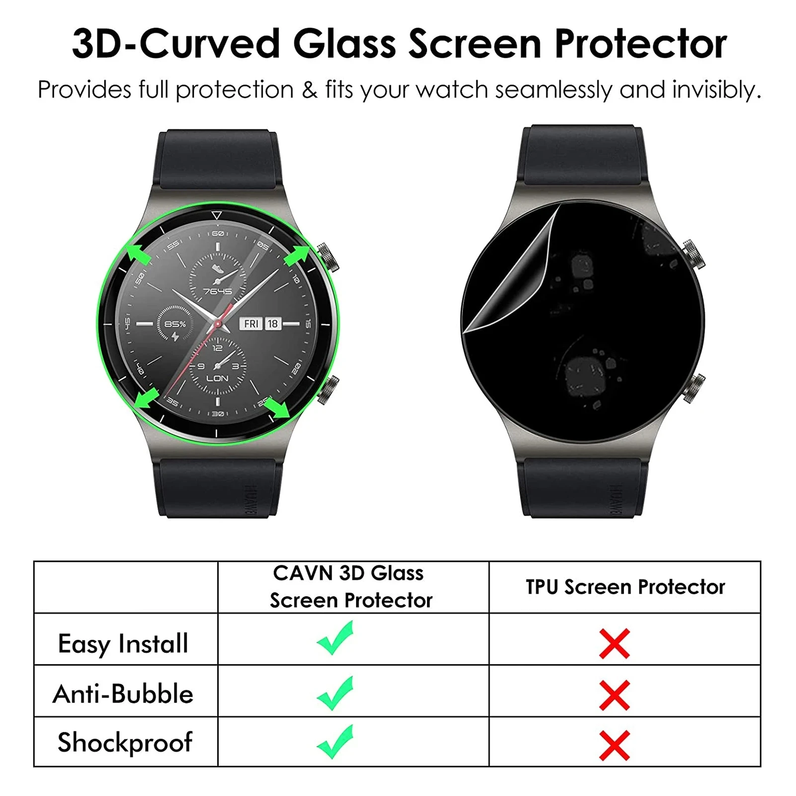 3Pcs Full Curved Screen Protector For Huawei Watch 3 Pro Huawei Watch 3 Protective Film Cover Smartwatch Accessories (Not Glass)