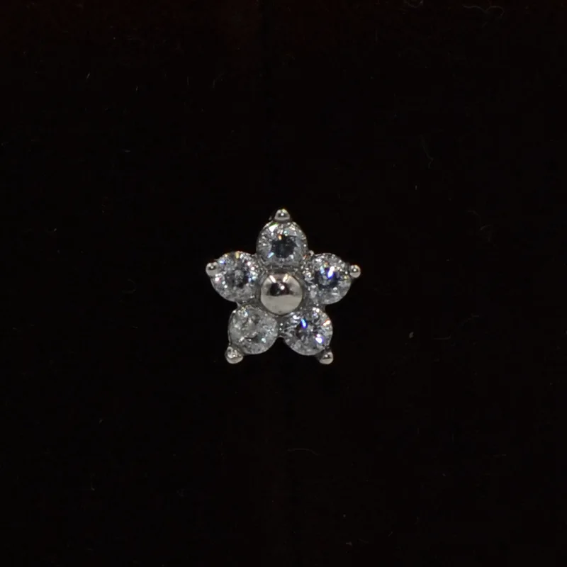 1Pc G23 Titanium 6/8mm Labret Monroe Lip Stud Piercing Jewelry Prong Setting Zircon Opal Ear Helix Tragus Cartilage Stud Earring