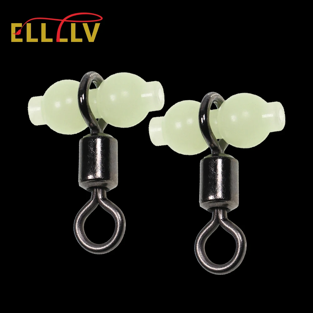 20pcs/50pcs Luminous Cross-line Gourd Rolling Swivels Deep Sea Fishing Accessories Boat Fishing Rigs Connector 4# 2# 2/0