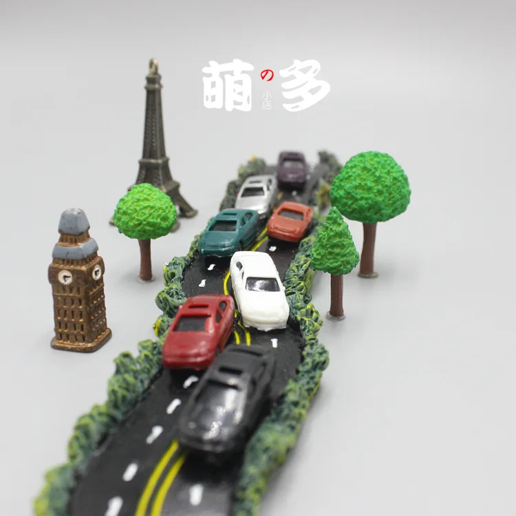 Mini Scene DIY Materials Plant Small Tree Car Road Moss Bonsai Ornaments Model Figurine Action Figures Kids Doll Toys Home Decor