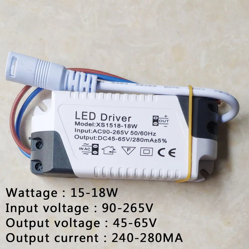 LED 3W-50W fuente de alimentación de adaptador de alimentación de panel de luz LED controlador de corriente constante DC hembra downlight