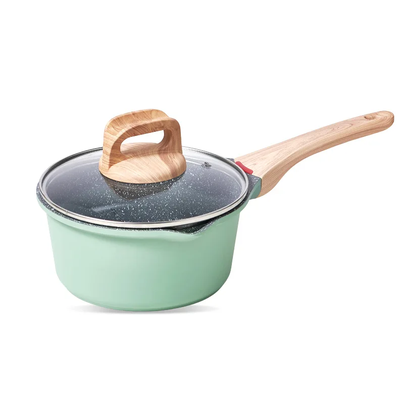 Padella antiaderente con manico in legno Set di pentole colazione Crepe Maker Pan pentole coreane pentola Ramen Milk Pot