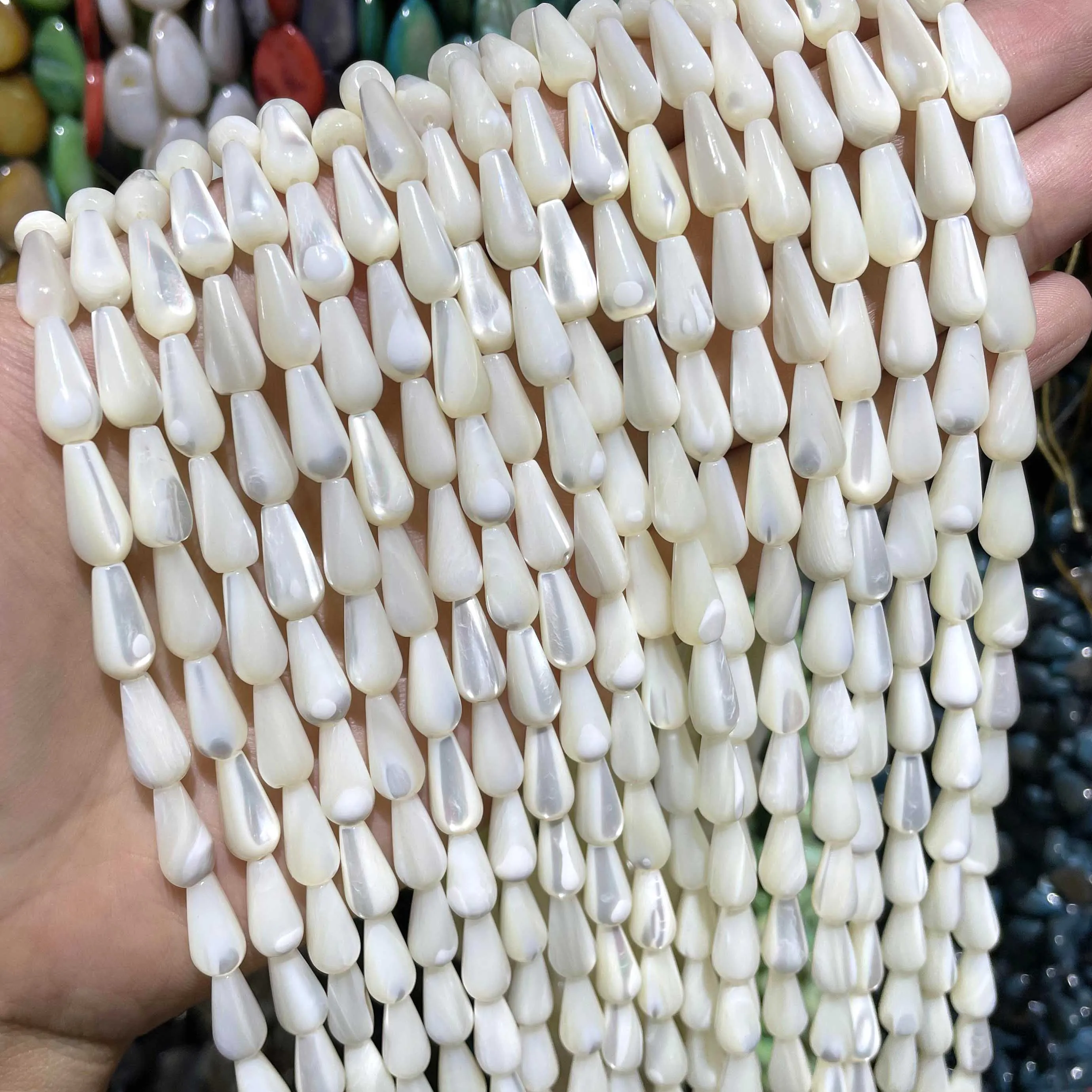 8 12 20mm Natural Water Drop Shape White Mother Of Pearl Mop Shell Beads For Jewelry Making DIY Bracelet Ear Studs Accessories