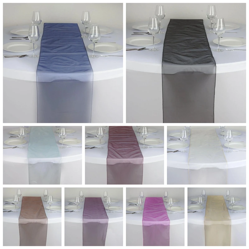 

Party Banquet Decoration Bow Swag Wedding Decoration Crystal Tulle Plum Organza Sheer Gauze Element Table Runner