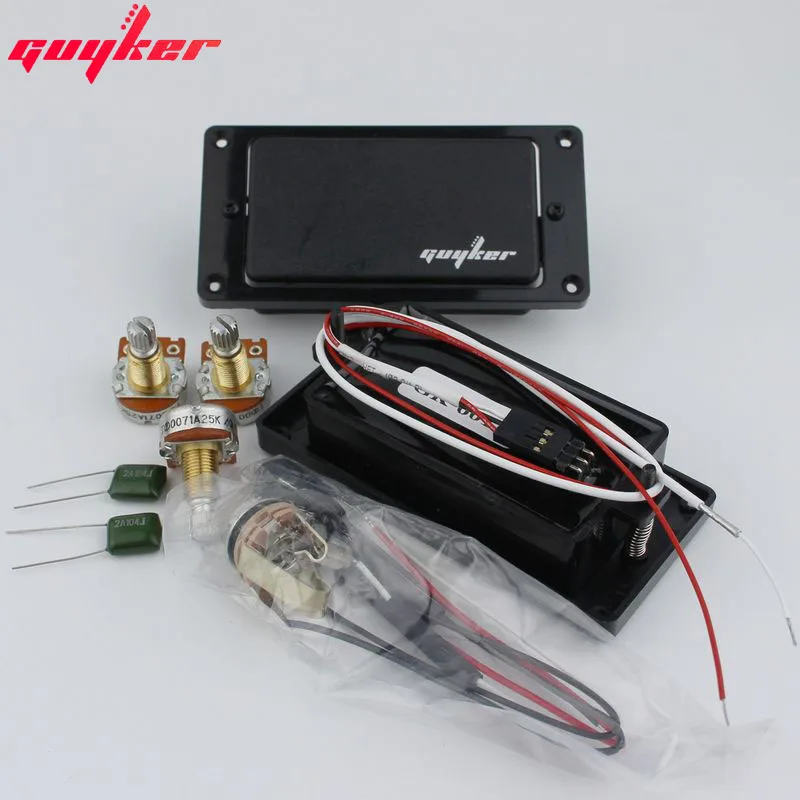 GUYKER Closed Black Guitar Pickup Humbucker Active Pickup Set(Equipped with Potentiometer and American Output Guitar Jack)