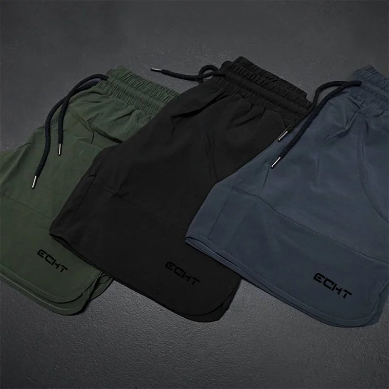 new Mens Polyester shorts New Casual Fashion Gyms Fitness Bodybuilding short pants Male Jogger Knee Length Drawstring Sweatpants