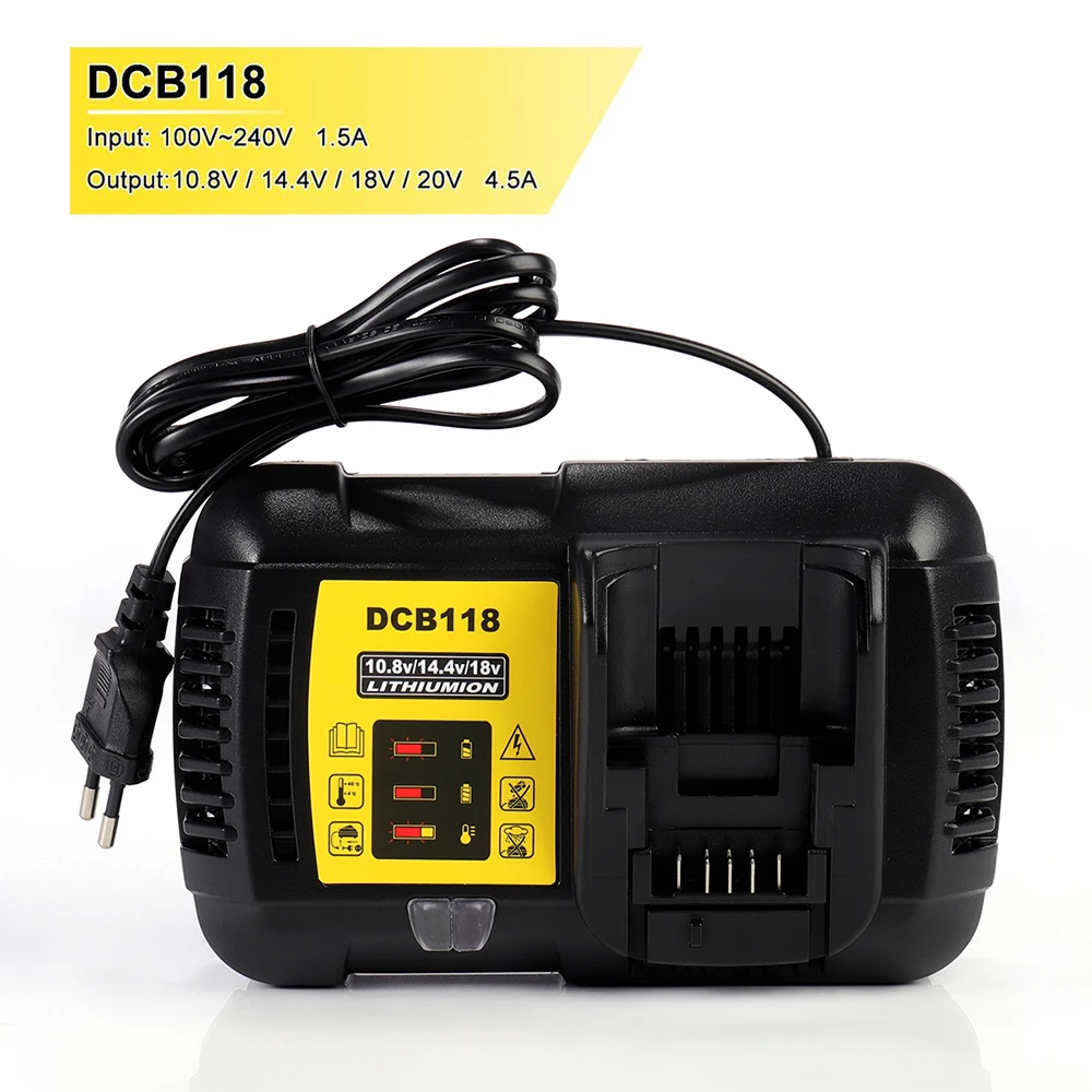 Ładowarka DCB118 do baterii Dewalt 10.8V 12V 14.4V 18V 20V DCB200 DCB101 DCB115 DCB107 DCB105 DCB140 & DCB112