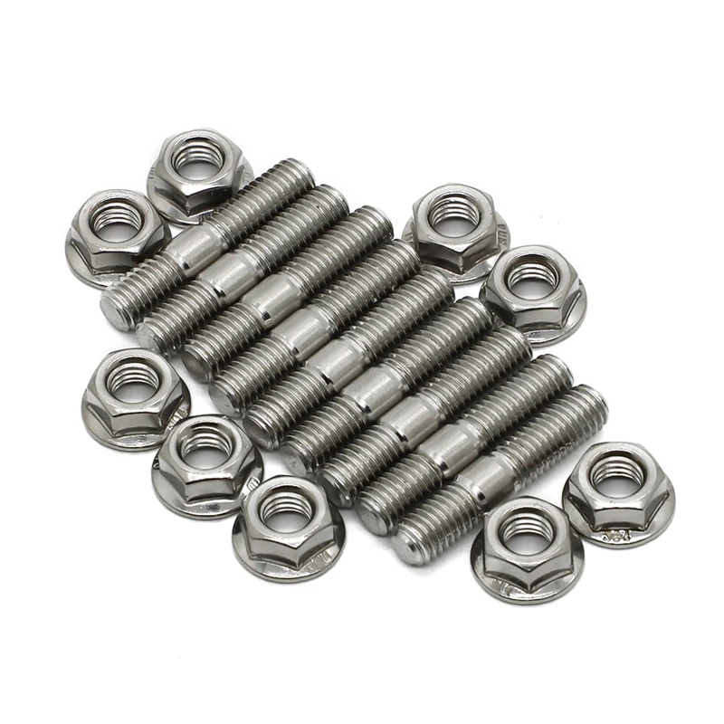 For B D Series M8*40 Exhaust Manifold Stud For Honda Civic Acura Integra V3 Stainless Steel Exhaust Stud Serrated Bolt Nut Screw