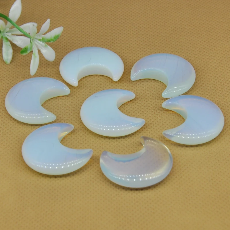 

10 Pcs Moon Shaped Natural Gemstones Opalite Stones Craft Gifts Healing Crystals DIY Jewelry Making Necklace Pendant Accessories