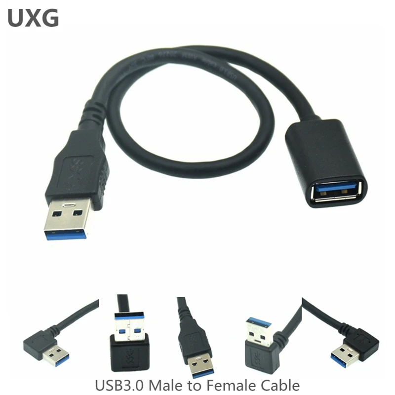 90 stopni USB 3.0 A Adapter z gniazda męskiego na żeńskie kąt kabla USB 2.0 przedłużacz przedłużający szybka transmisja w lewo/w prawo/w górę/w dół