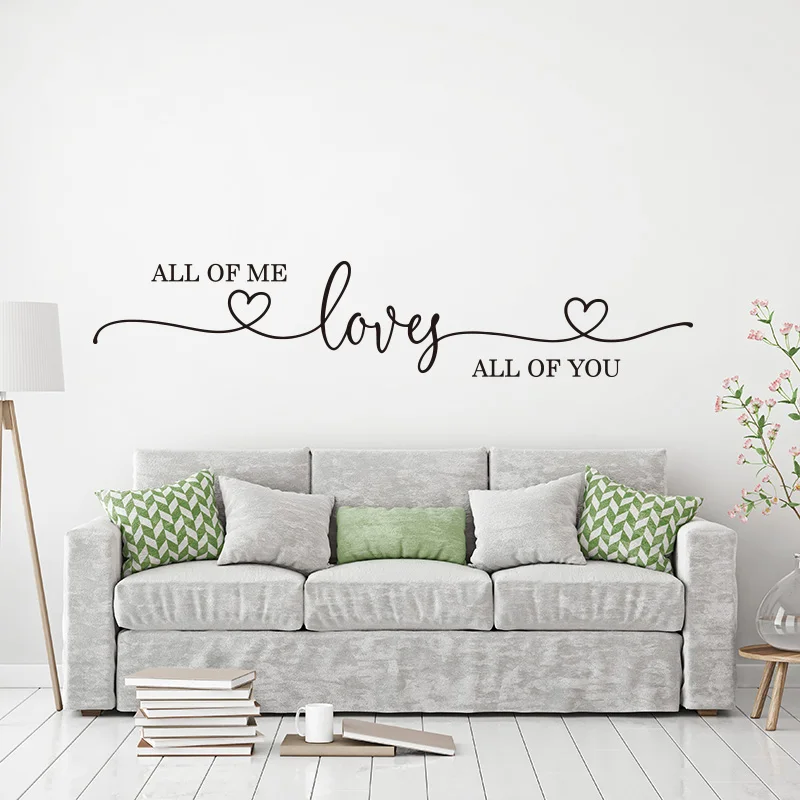 Wedding Couple Family Love Quote Wall Sticker Bedroom  All of me loves All of You Wall Decal Living Room Vinyl Decor