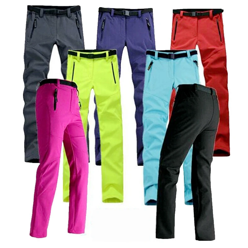 Women Softshell Pants Fishing Camping Hiking Skiing Trousers Waterproof Windproof  Thick Warm Fleece Pants