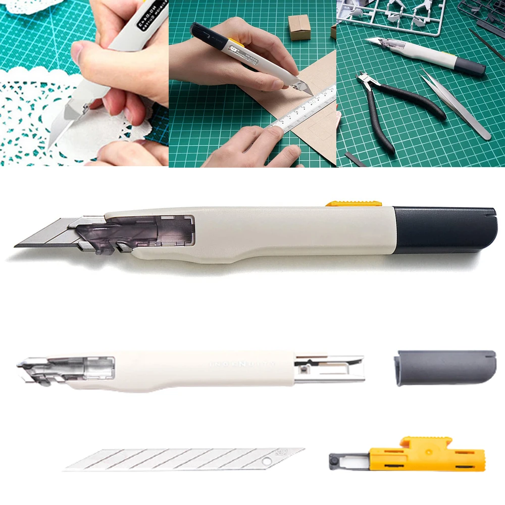 Professional Utility Knife Kit With 10pcs Blades Retractable Box Cutter Pocket Unboxing Knife Paper Cutter Tool School Stationer