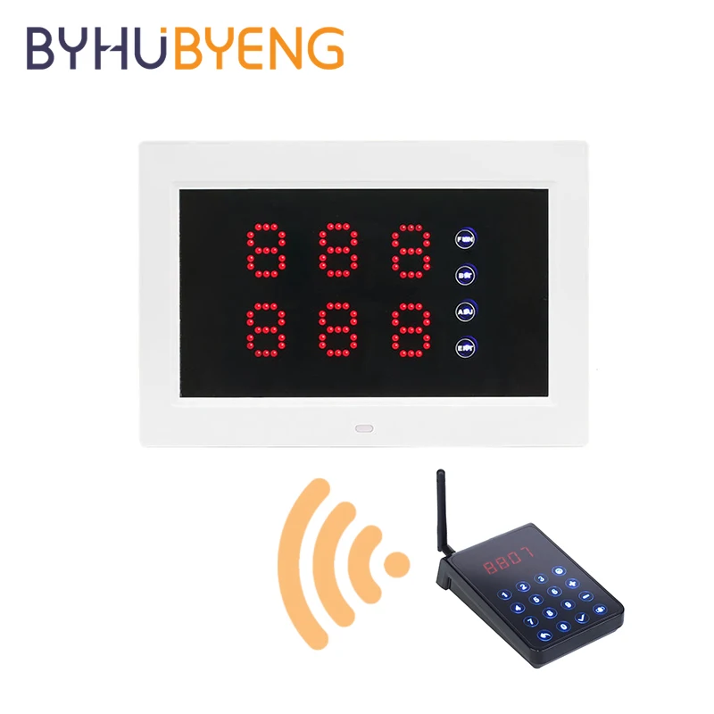 BYHUBYENG Queue 433mhz Repeater Wireless Service Waiter Call Receiver Paging Pager Nurse Display Calling System Watch Button