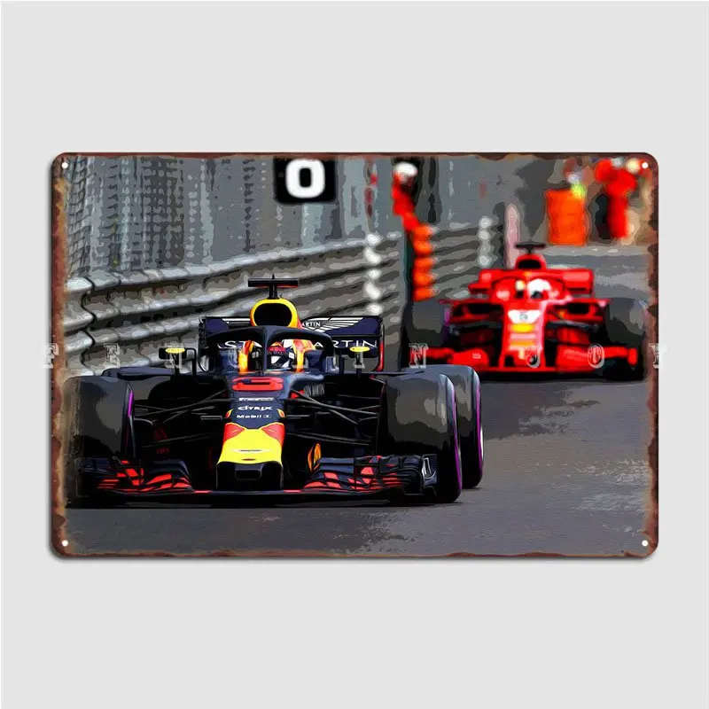 Ricciardo Fighting Vettel Metal Plaque Poster Wall Plaque Cinema Garage Kitchen Vintage Tin Sign Poster