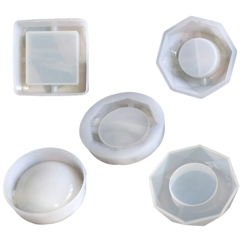DIY Crystal Epoxy Resin Mold Round/Square/Rhombus/Polygon Ashtray Silicone Mould