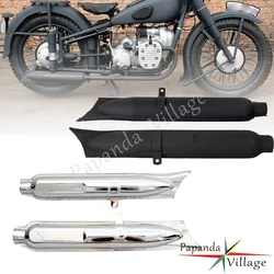 2pcs Retro 750cc Replica Exhaust Muffler Fishtail Silencer for BMW K750 R71 R66 R5 R12 M72 Ural Sidecar Tail Pipe