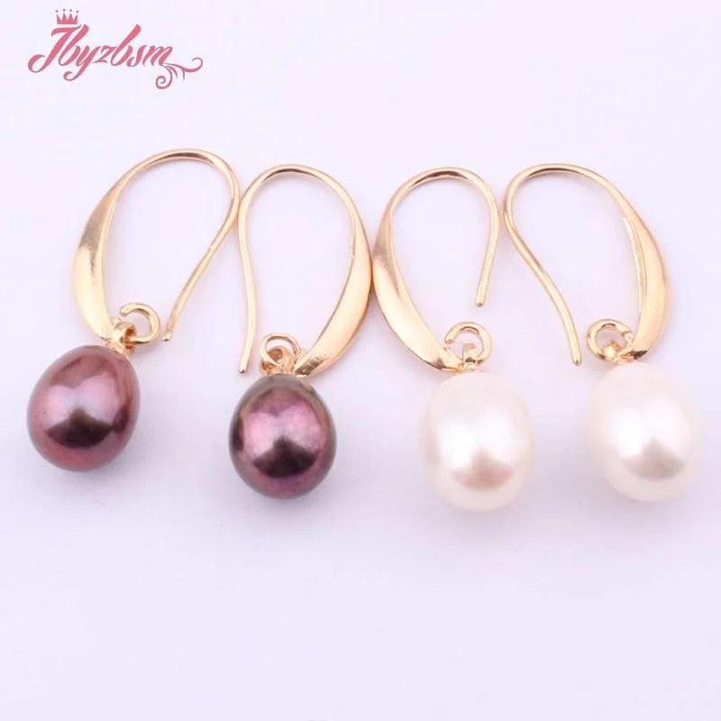 7x8-9x10mm Natural Oval Freshwater Pearl Gem Stone Tibetan Silver Dangle Hook Women Earrings For Woman Christmas Gift 1 Pair