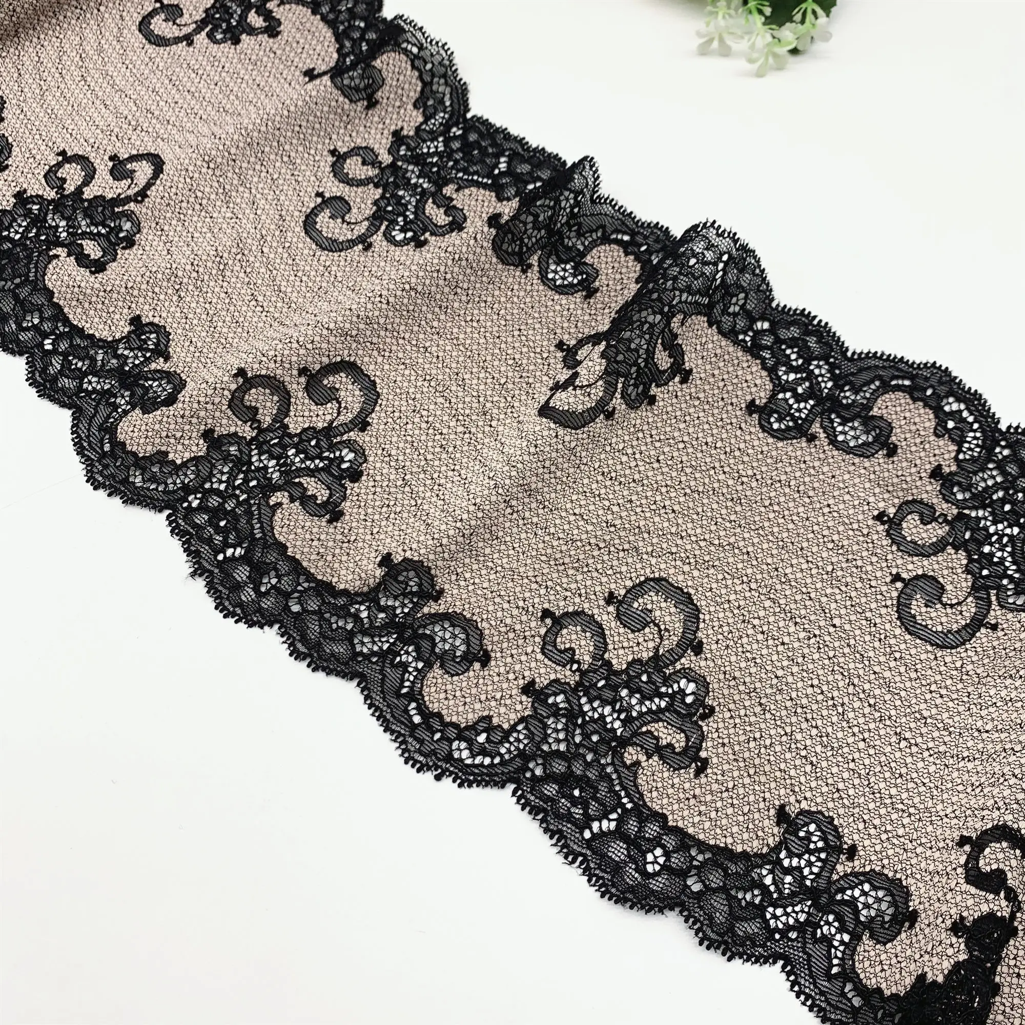 3y/lot Width 17.50cm 2-Tone Purple Black Elastic Stretch Lace Trim For Clothing Accessories Dress Sewing Costume Lace Fabric