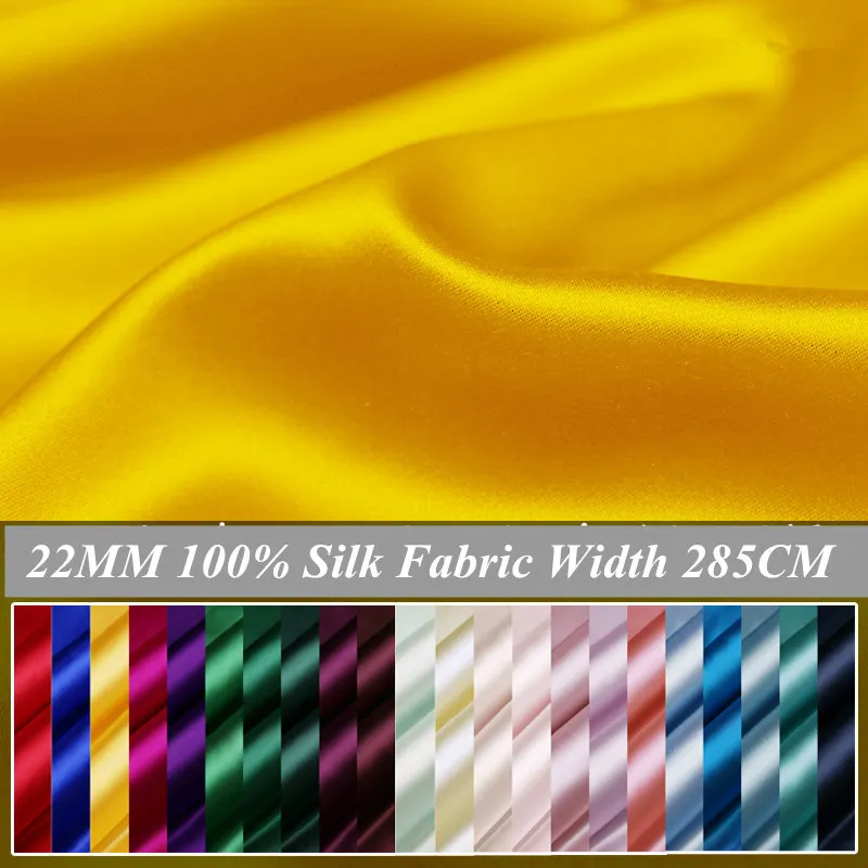 100% 22MM Silk Fabric Width 280cm  Heavy Weight Soft Silk Fabric Plain Dyed Silk DIY Dress Clothing Bedding Scarf