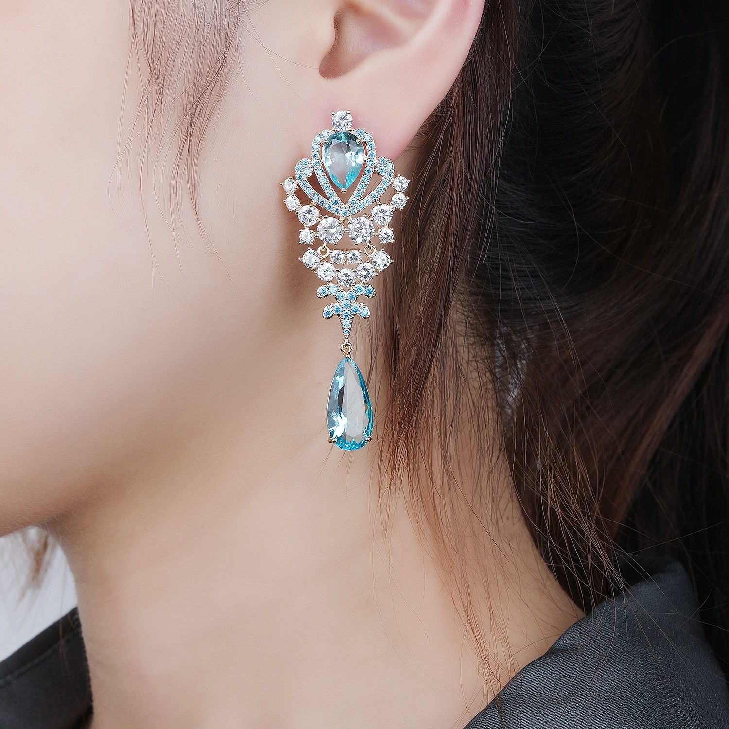 Cubic Zircon CZ Wings Earrings for Wedding Crystals Dangle Earring for Bridesmaid Women Girl Birthday Party Jewelry CE11346