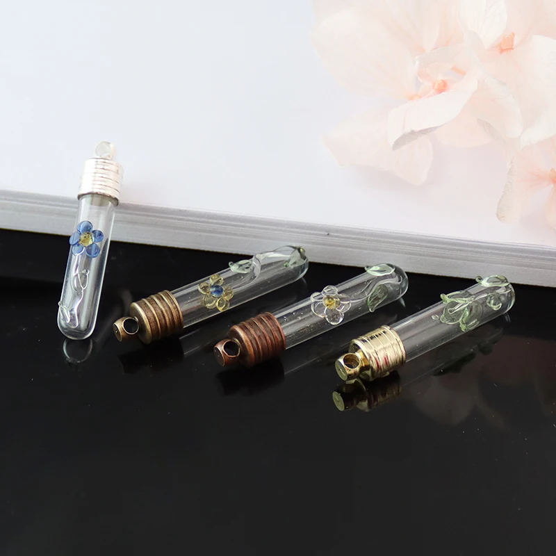 5PCS  Dasiy Vials Pendant Name On Rice Art glass bottle necklace pendant Glass Bottle Charms DIY Pendant Charms