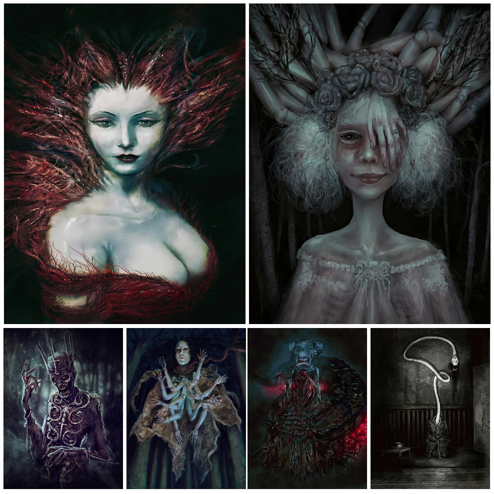 Woodland Ghost Monster And Spectre Wall Art Canvas Painting Home Decoration Parasite Countess And King Zombie Poster And Prints