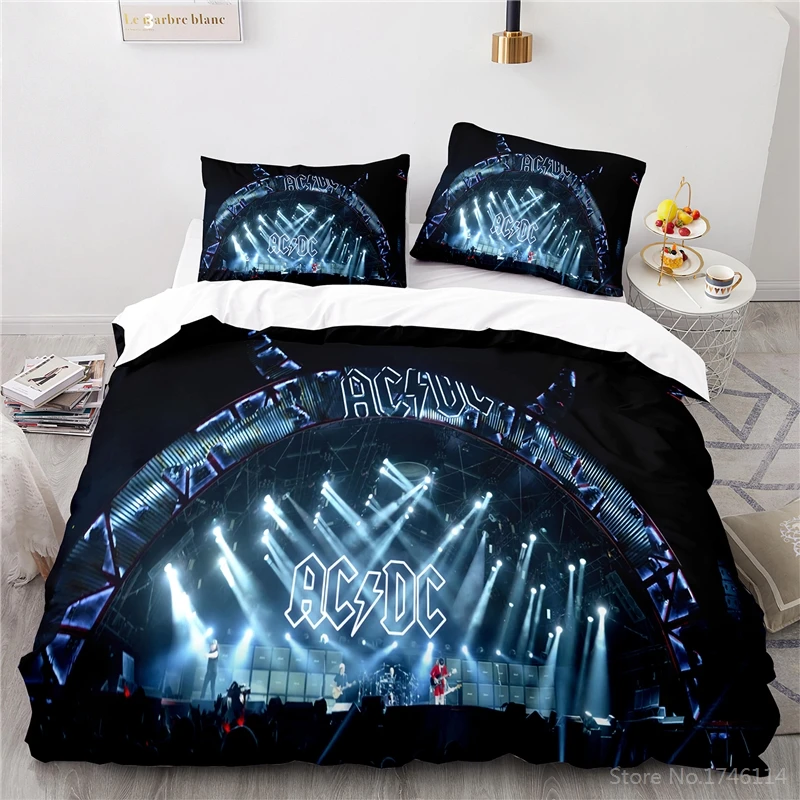 AC DC Rock Band 3D Print Bedding Set Soft Duvet Cover Set Quilt Cover Pillowcase Set Home Textile Bedclothes for Kids Adult Boys