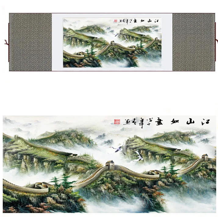 

landscape art painting Mountain and River art painting mountains painting the Great wall paintingPrinted painting