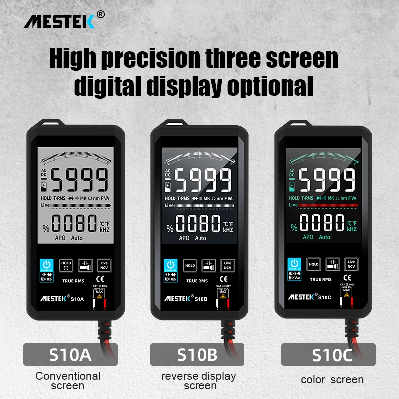 Mestek Multimeter S10 Touching Color Screen Ultra-thin Multimeter Voltage Frequency Capacitance Resistance Meter 6000 Counts Me