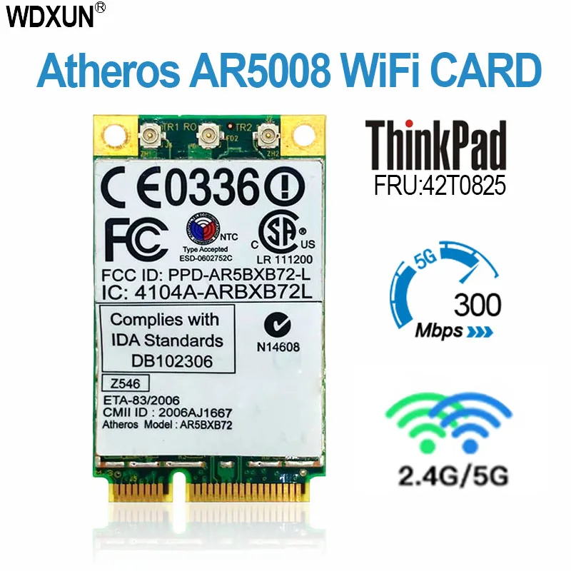 Atheros AR5418 AR5008 2.4GHz และ5.0GHz 300Mbps Mini WiFi WiFi Adapter ไร้สาย WLAN การ์ดสำหรับ ThinkPad X60 x60S X61 R60 R60 T60