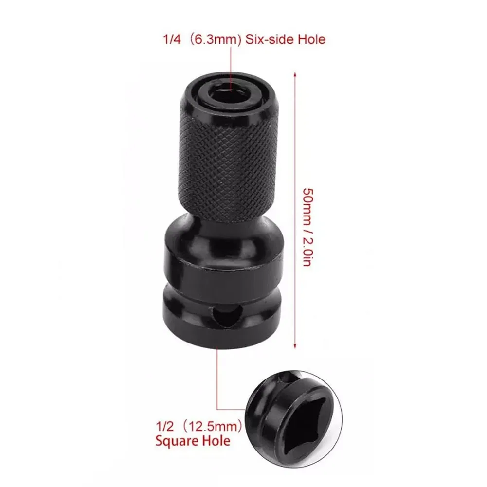1/2 Square Female Drive To 1/4 Hex Socket Converter Adapter W/ 75mm Bit Holder For Power Impact Wrench