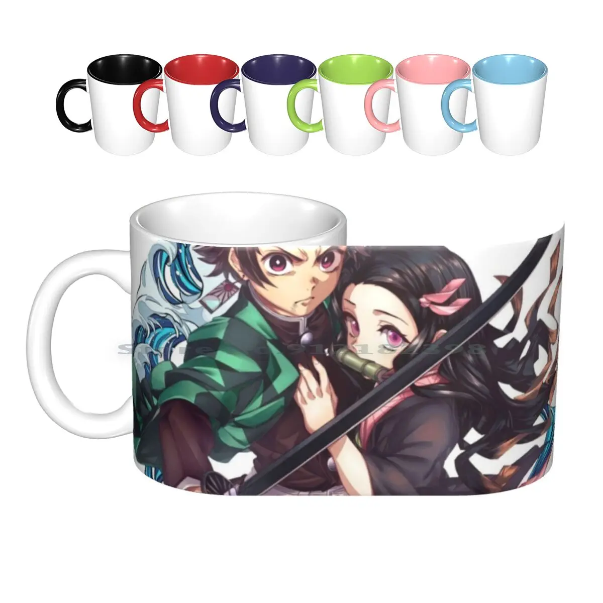 Tanjiro-tazas de cerámica Nezuko para café, taza de té de la leche, Tanziro, Nezuko, demonio, regalo Vintage creativo