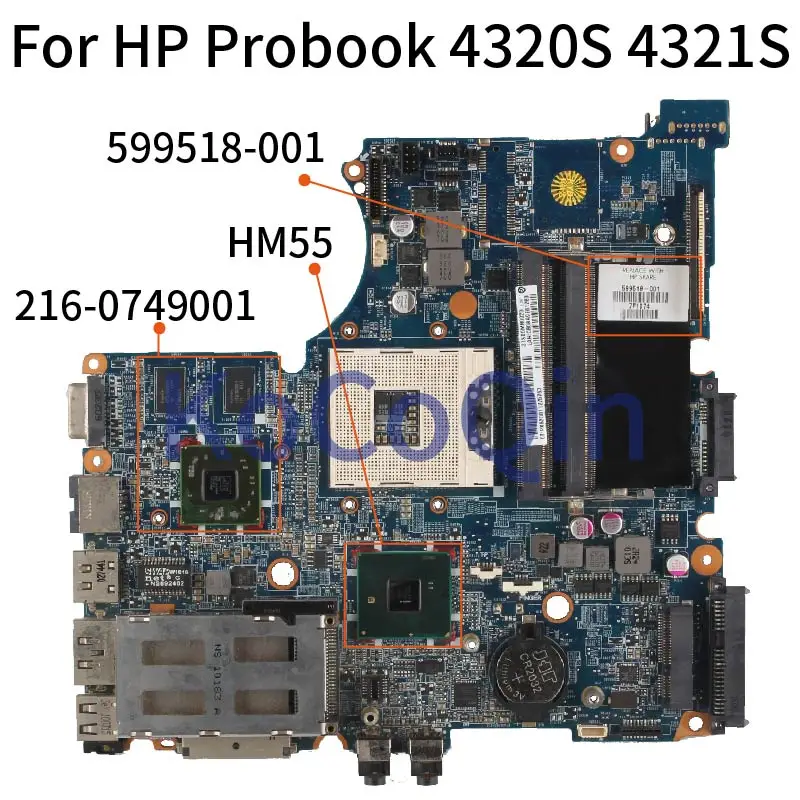 

For HP Probook 4320S 4321S HM57 Notebook Mainboard 599518-001 599518-501 DASX6AMB8E0 216-0749001 HM57 DDR3 Laptop Motherboard