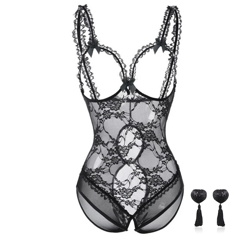 Sexy Open Bra Doll Assembly Nipple Stickers Sexy Lingerie Teddy Bear Ladies Erotic Lingerie Erotic Exotic Costume Dress Pajamas